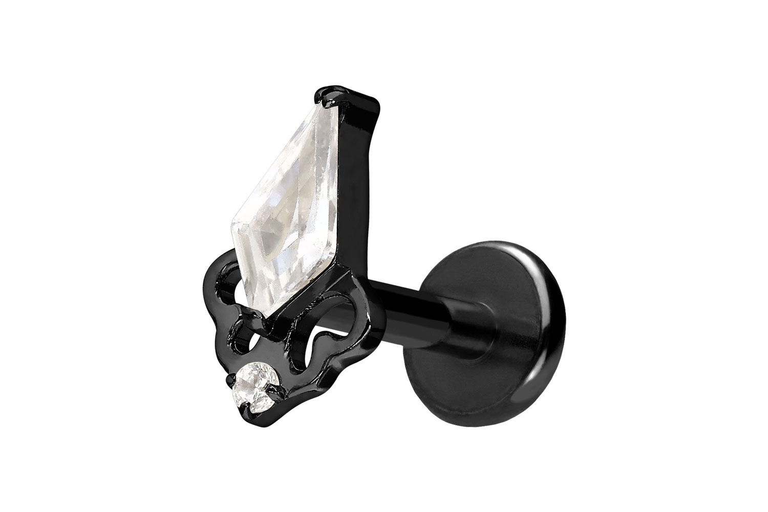 Titan Labret Piercing mit Push Fit KRISTALLSCHILD